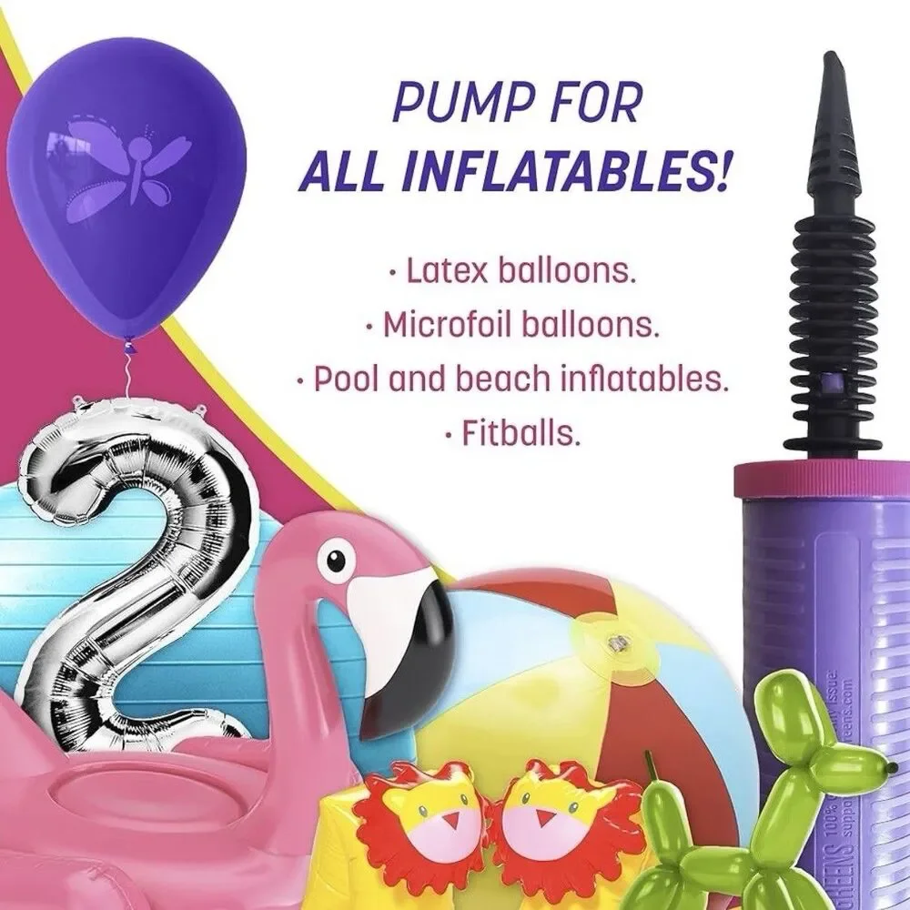 Balloon Pump Hand Held Inflator Air Pump for Balloons 2 Way Dual Action (Bx 1)